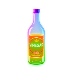 Vinegar bottle holographic 3D icon. neon symbol vector illustration isolated on white background. Generative AI