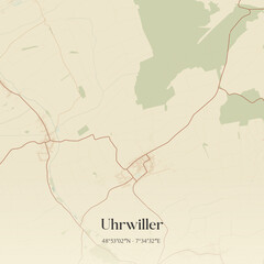 Fototapeta premium Vintage map of Uhrwiller, France.