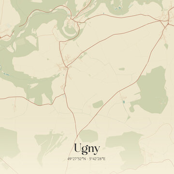 Vintage map of Ugny, France.