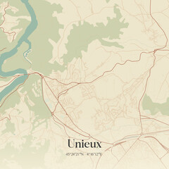 Obraz premium Vintage map of Unieux, France.