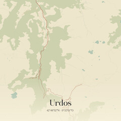 Obraz premium Vintage map of Urdos, France.
