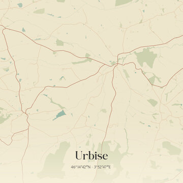 Vintage map of Urbise, France.