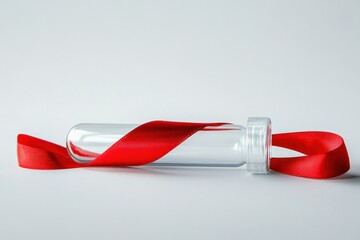 Elegant Red Ribbon on a Clear Glass Tube for Creative Use