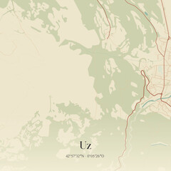 Fototapeta premium Vintage map of Uz, France.