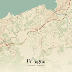 Obraz premium Vintage map of Urrugne, France.