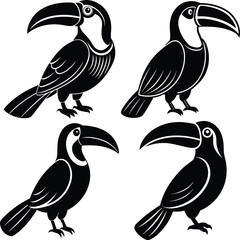 Obraz premium High-Quality Toucan Bird Silhouette Vector Icon Set Perfect for Logos.