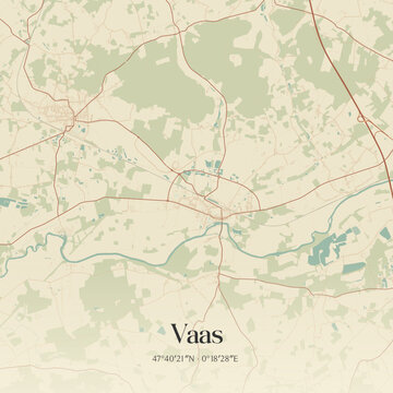 Vintage map of Vaas, France.