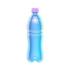 Water bottle holographic 3D icon. neon symbol vector illustration isolated on white background. Generative AI