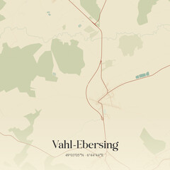Obraz premium Vintage map of Vahl-Ebersing, France.