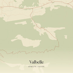 Fototapeta premium Vintage map of Valbelle, France.