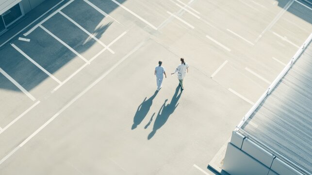 Hospital discharge with a patient walking out with a nurse assisting. Featuring support and recovery