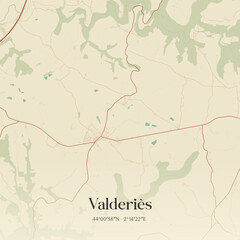 Obraz premium Vintage map of Valderiès, France.