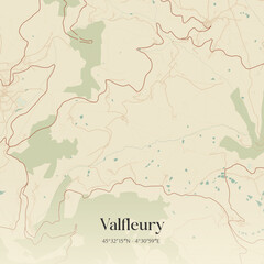 Naklejka premium Vintage map of Valfleury, France.