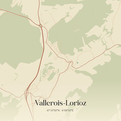 Obraz premium Vintage map of Vallerois-Lorioz, France.