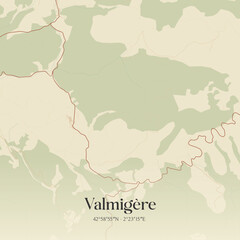 Obraz premium Vintage map of Valmigère, France.