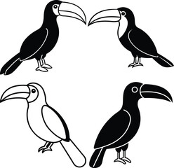 Obraz premium High-Quality Toucan Bird Silhouette Vector Icon Set Perfect for Logos.