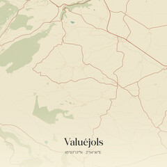 Obraz premium Vintage map of Valuéjols, France.