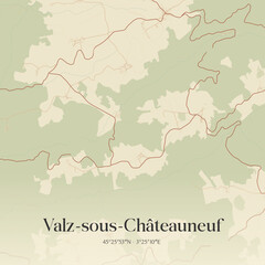 Obraz premium Vintage map of Valz-sous-Châteauneuf, France.