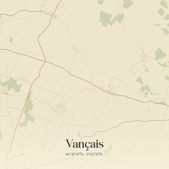 Fototapeta premium Vintage map of Vançais, France.