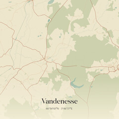 Fototapeta premium Vintage map of Vandenesse, France.