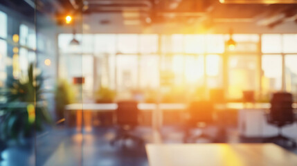Modern office setting with natural lighting and glass walls in a corporate environment