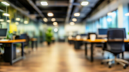 Spacious modern office environment with blurred perspective for business settings