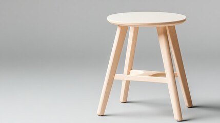 Minimalist wooden stool on a light background, showcasing simple and elegant design.