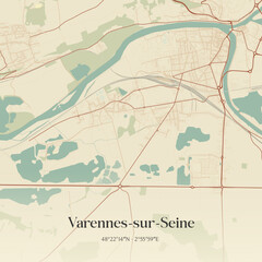 Obraz premium Vintage map of Varennes-sur-Seine, France.