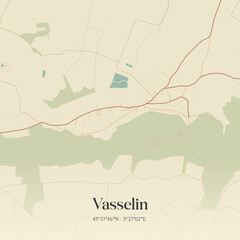 Fototapeta premium Vintage map of Vasselin, France.