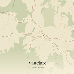 Fototapeta premium Vintage map of Vauclaix, France.