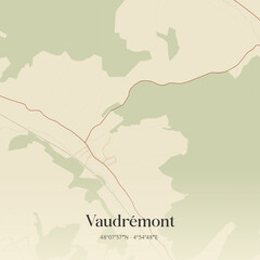 Obraz premium Vintage map of Vaudrémont, France.