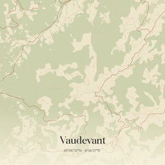 Fototapeta premium Vintage map of Vaudevant, France.