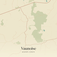 Obraz premium Vintage map of Vaunoise, France.