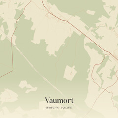 Vintage map of Vaumort, France. © Rezona