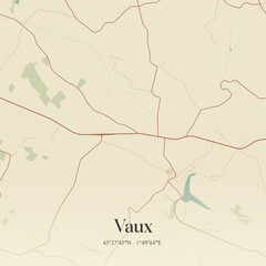 Fototapeta premium Vintage map of Vaux, France.