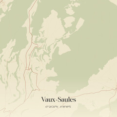 Obraz premium Vintage map of Vaux-Saules, France.