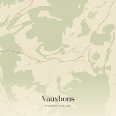 Obraz premium Vintage map of Vauxbons, France.