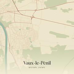 Obraz premium Vintage map of Vaux-le-Pénil, France.