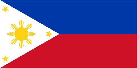 The flag of the Philippines, with accurate proportions and official colors. Vector image.