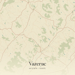 Fototapeta premium Vintage map of Vazerac, France.