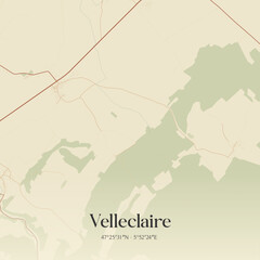 Obraz premium Vintage map of Velleclaire, France.