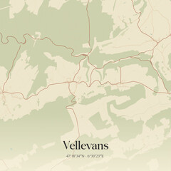 Obraz premium Vintage map of Vellevans, France.
