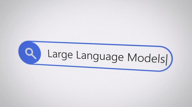 large language model llm ai search term in browser on computer monitor screen