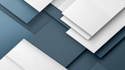 Template paper displayed on a wall. White abstract squares overlapping and creating depth on white background