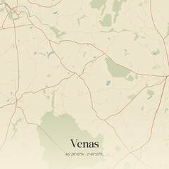 Obraz premium Vintage map of Venas, France.