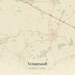 Obraz premium Vintage map of Venansault, France.
