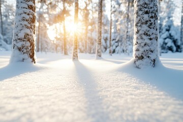 Fototapeta premium Winterwald im Sonnenlicht