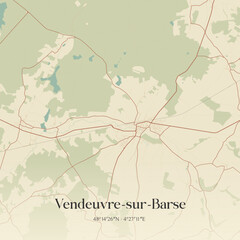 Fototapeta premium Vintage map of Vendeuvre-sur-Barse, France.