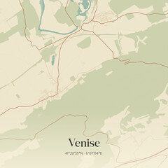 Vintage map of Venise, France.