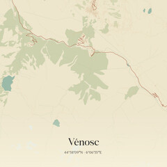 Obraz premium Vintage map of Vénosc, France.